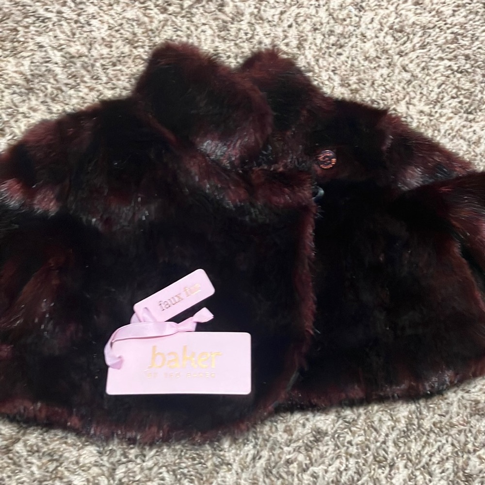 Ted Baker Red Mahogony Faux Fur baby coat